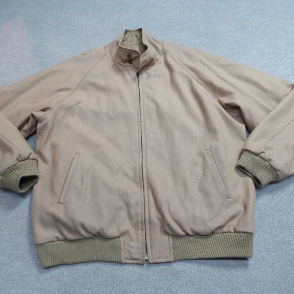 Vintage Original Melton Jacket XL Beige Bomber Harrington Reversible Wool Blend - Picture 1 of 13